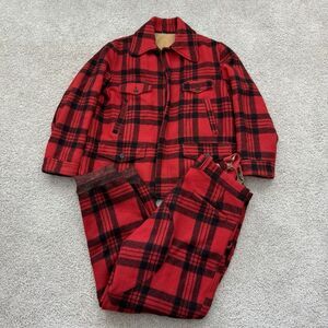 VTG Minnesota Woolen Co Buffalo Plaid Wool Mackinaw Hunting Jacket Pants